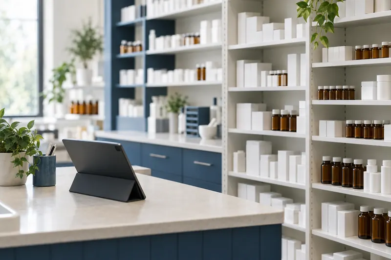 An organized, modern pharmacy dispensary